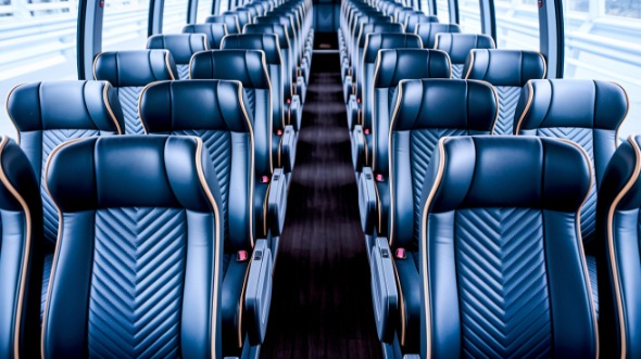 norman 50 passenger charter bus inside